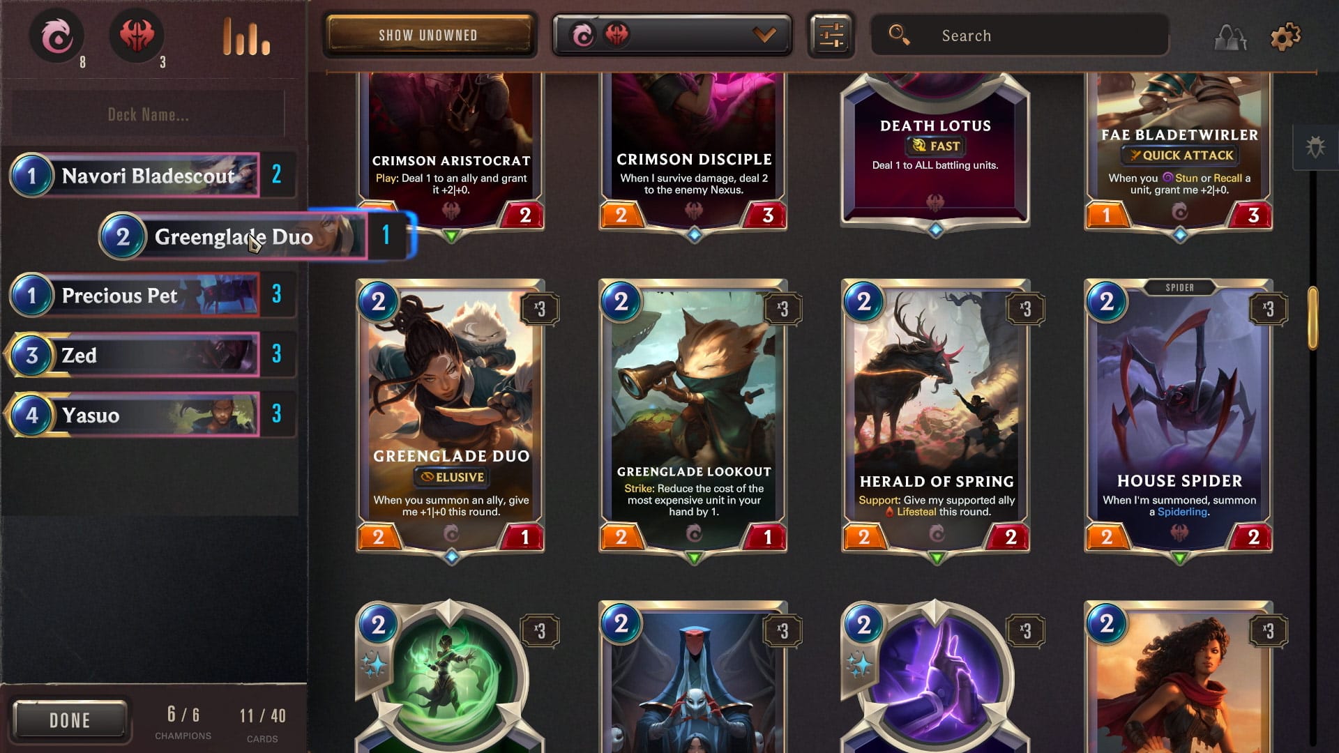 Legends of Runeterra Deckbuilding